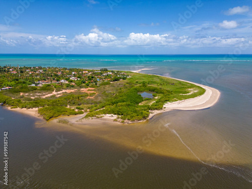 Fototapeta Naklejka Na Ścianę i Meble -  Aerial photo of Porto de Pedras beach in the city of Alagoas, Brazil