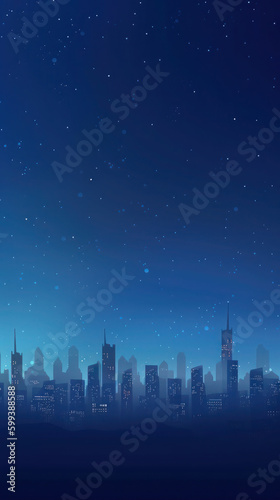 blue texture of the night city. Modern skyscrapers  panorama of high-rise buildings  urban background. ai generative