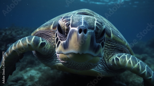 Breathtaking underwater world of fish and turtles Generative AI