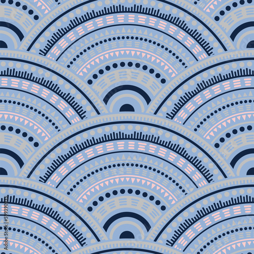 Ethnic circle shapes seamless geometric pattern.