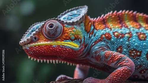Colorful chameleon up close Generative AI