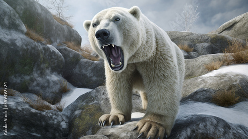Fierce predator of the icy wilderness, the polar bear Generative AI