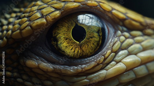 Mesmerizing closeup of iguana eye Generative AI
