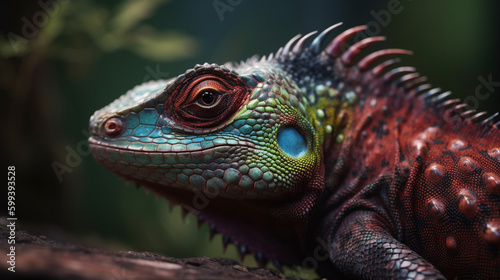 Polychromatic reptile in macro Generative AI © Jawed Gfx
