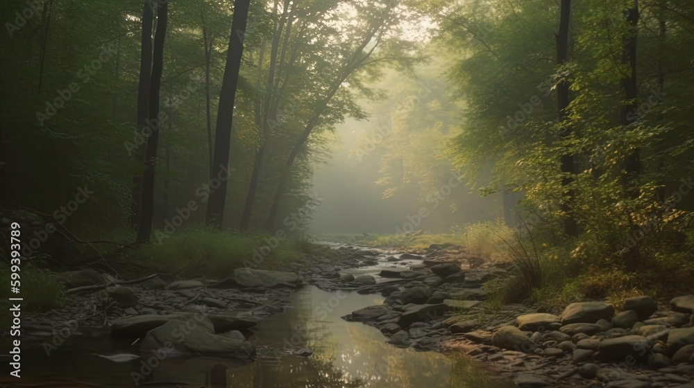 morning in the forest. Generative Ai morning in the forest. Generative Ai