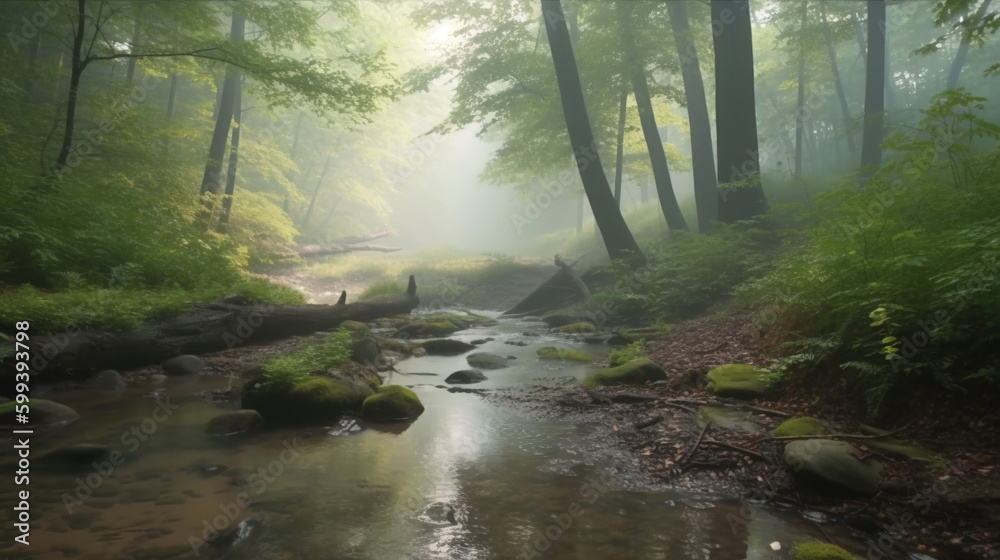 Fototapeta premium morning in the forest. Generative Ai