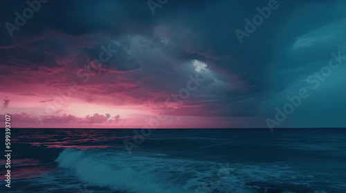 sunset over the sea. Generative Ai © Shades3d