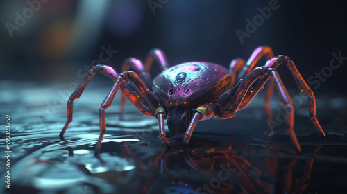 Vibrant spider with cyberpunk aesthetic Generative AI © Jawed Gfx