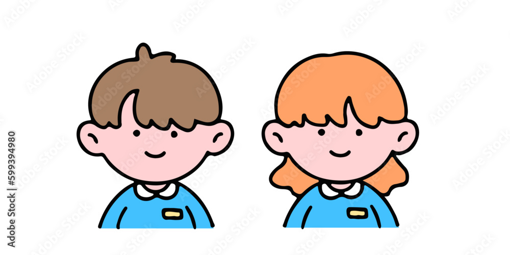 A little cute boy and girl smiling, isolated on a background vector illustration. A little cute boy and girl smiling, isolated on a background vector illustration.