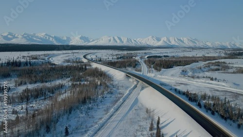 Wallpaper Mural Aerial view over the highway in Alaska during winter Torontodigital.ca