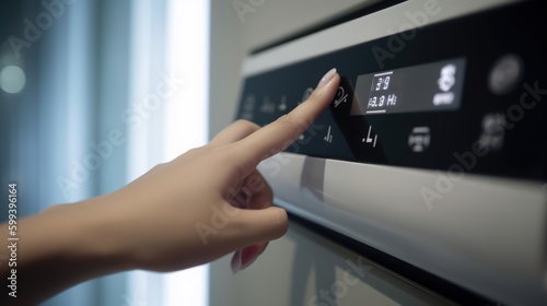 hand controlling the temperature of the air conditioner, generative ai