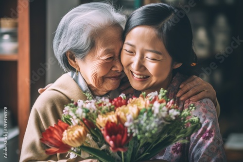 "Proud Asian Mother: Celebrating the Joy of Motherhood on Mother's Day, generative ai