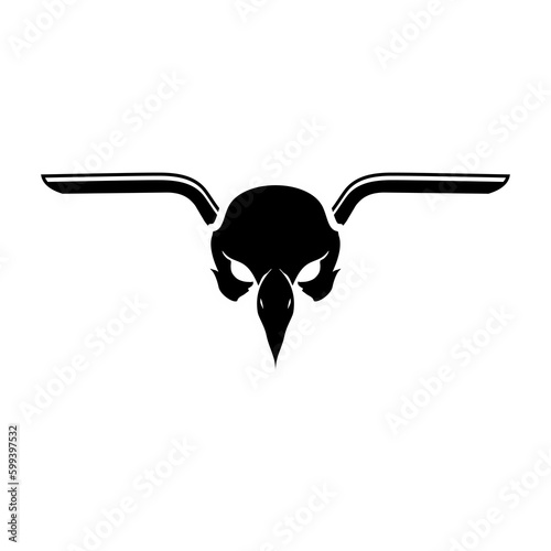 motorcycle handlebar and bird bone vector logo design