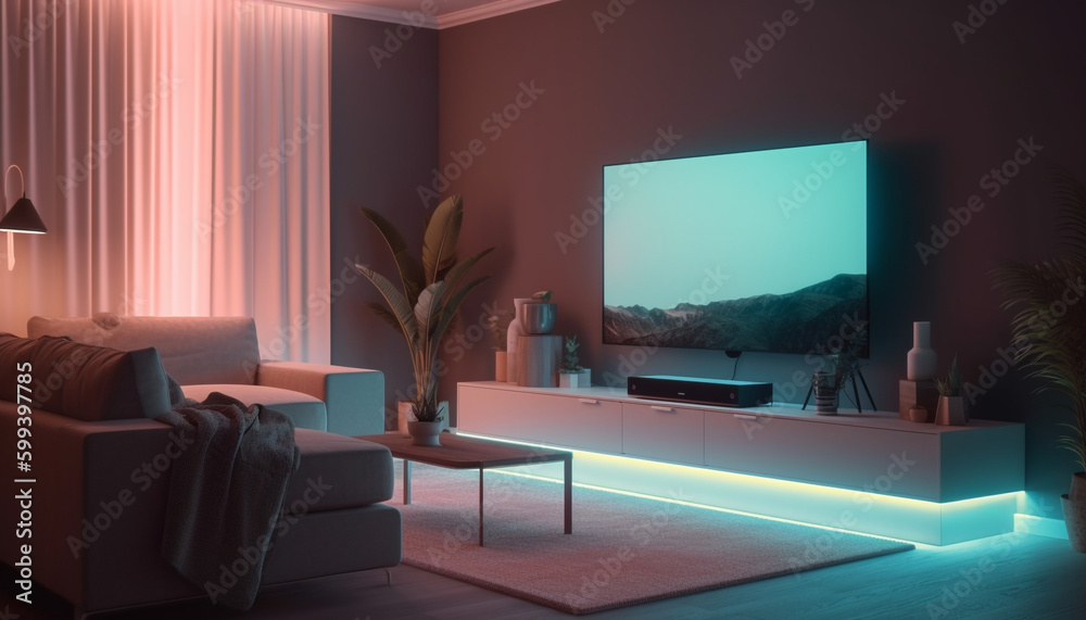 Elegant modern living room with comfortable furniture generated by AI Elegant modern living room with comfortable furniture generated by AI