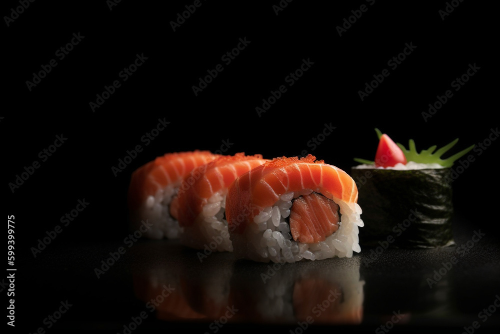 sushi on a black plate, layflat of menu
created using generative Al tools sushi on a black plate, layflat of menu
created using generative Al tools