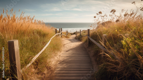 Journey to the Beach  A Serene Pathway. Generative AI