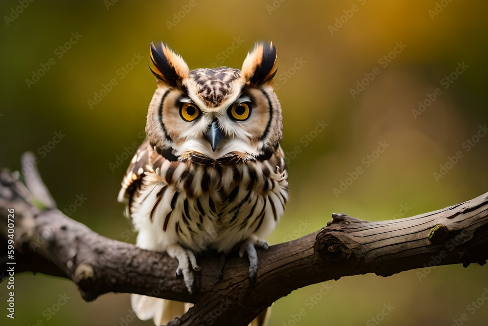 great horned owl on a branch great horned owl on a branch