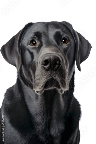 Portrait of a english black labrador on a transparent background. Generative AI