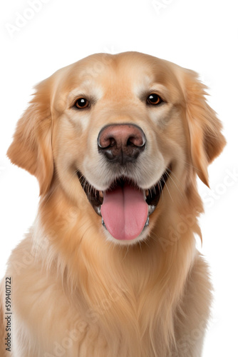 Portrait of a happy golden retriever on a transparent background. Generative AI photo
