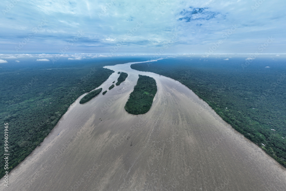 Aerial view of the Napo River in the Ecuadorian Amazon