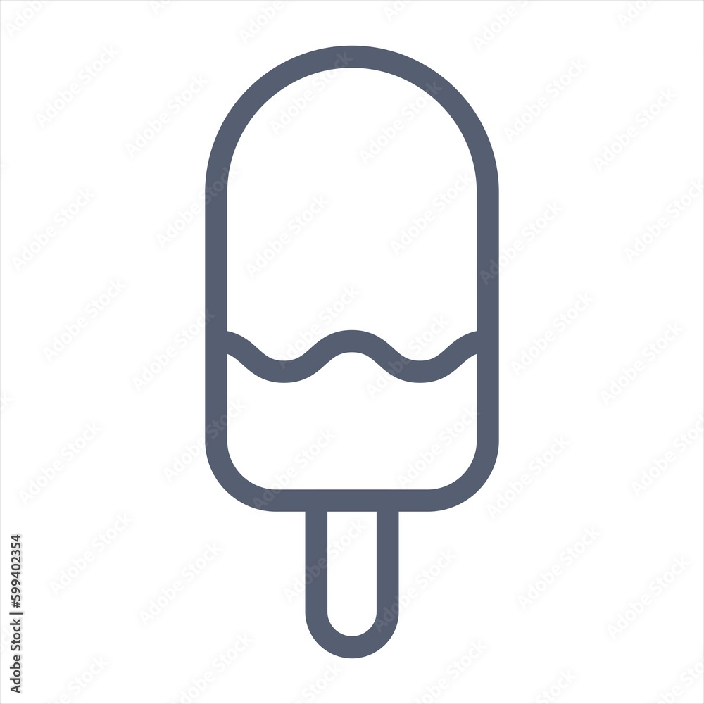 Chocolate ice cream on a stick - icon, illustration on white background, glyph style Chocolate ice cream on a stick - icon, illustration on white background, glyph style
