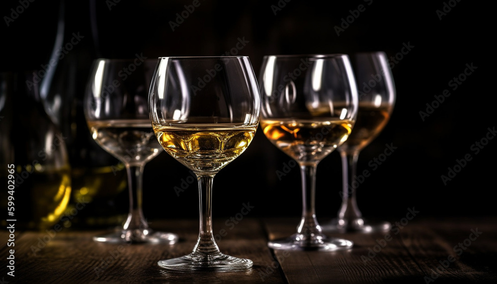 Luxury wine bottle collection on wooden table generated by AI Luxury wine bottle collection on wooden table generated by AI
