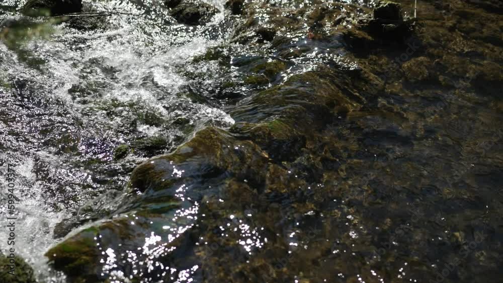 Sunny stream with rapids in slow motion. Sunny stream with rapids in slow motion.