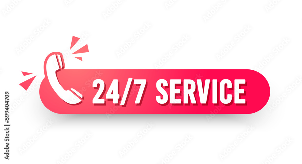 Rounded 24 7 Service Label With Phone Icon Stock Vector | Adobe Stock
