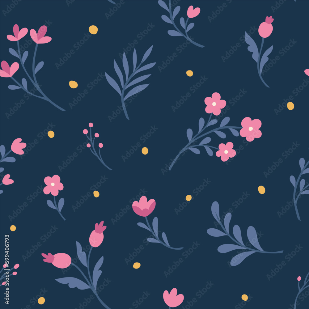 Seamless floral vector pattern design. Delicate botanical texture.
