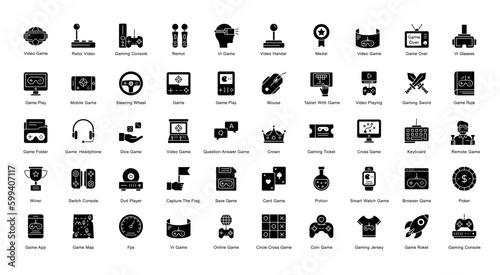 Gaming Glyph Icons Browser Game Console Glyph Icons in Black