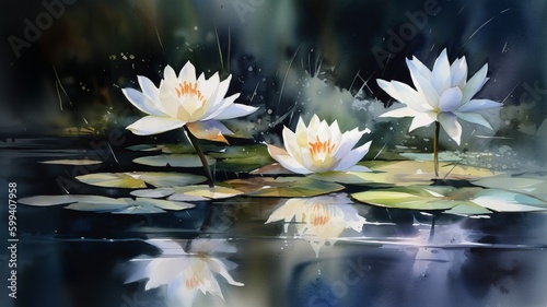 Tranquil Lilies: Watercolor Serenity