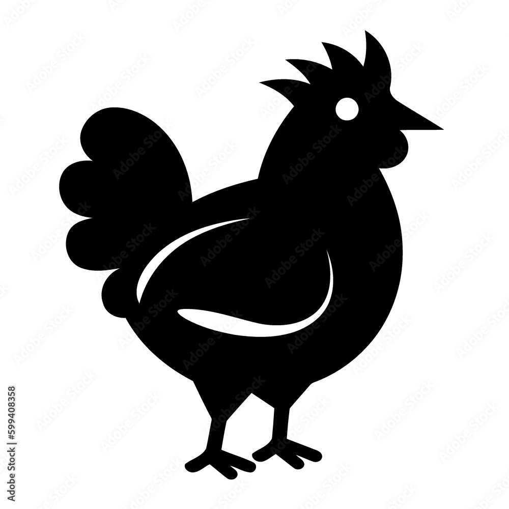 animal bird chicken silhouette black and white created with Generative AI technology