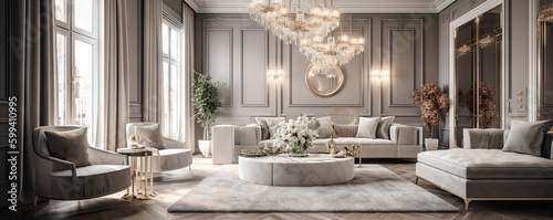 Luxurious Interior Design With Furniture, generative ai © VertigoAI