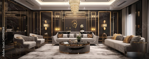 Luxurious Interior Design With Furniture, generative ai