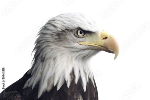 an isolated  bald eagle  Haliaeetus leucocephalus    portrait close-up  preservation  Wildlife-themed  photorealistic illustration on a transparent background cutout in PNG. Generative AI