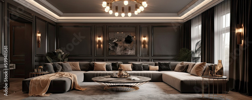 Luxurious Interior Design With Furniture, generative ai