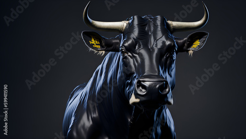 Portrait of bull in a business suit. (Generative AI) © AydinTutas