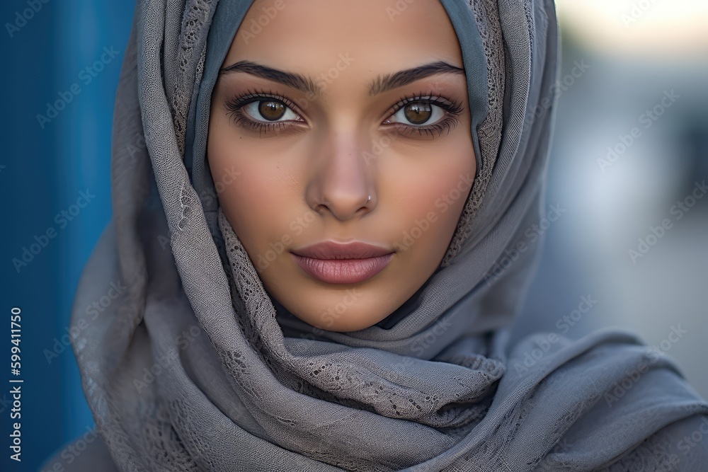 Naklejka premium Portrait of a very attractive Young arabic woman looking at the camera. generative AI