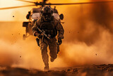 Solider with Helicopter created with Generative AI Technology, ai, generative