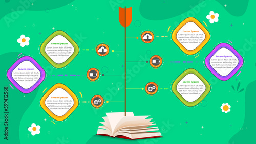 Infographic design with 6 elements suitable for kids books