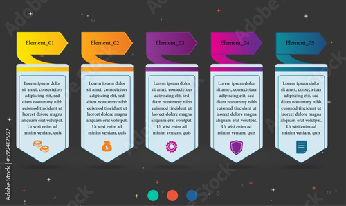 5 labels with title suitable for blocks of text