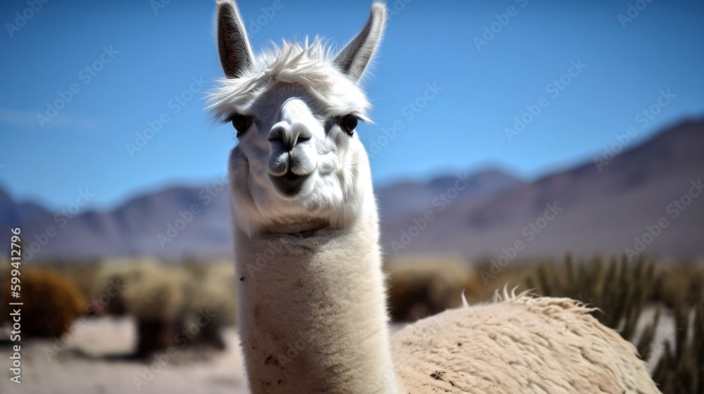 Obraz premium llama in the mountains generative ai