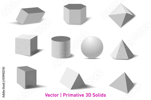 Vector primitive 3d shapes 