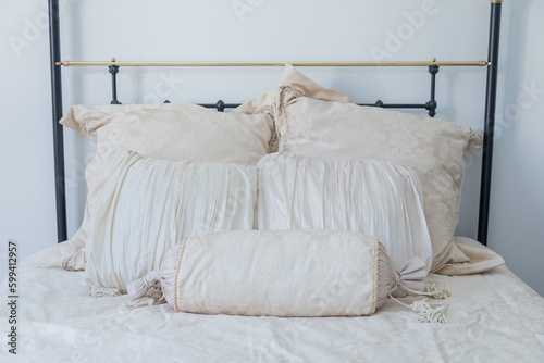 Vintage pillow on the bed