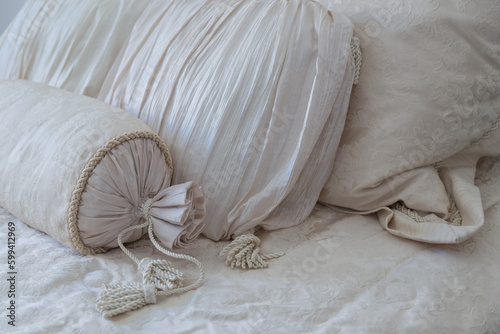 Vintage pillow on the bed