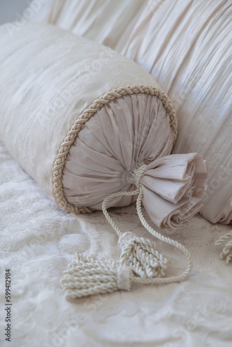 Vintage pillow on the bed