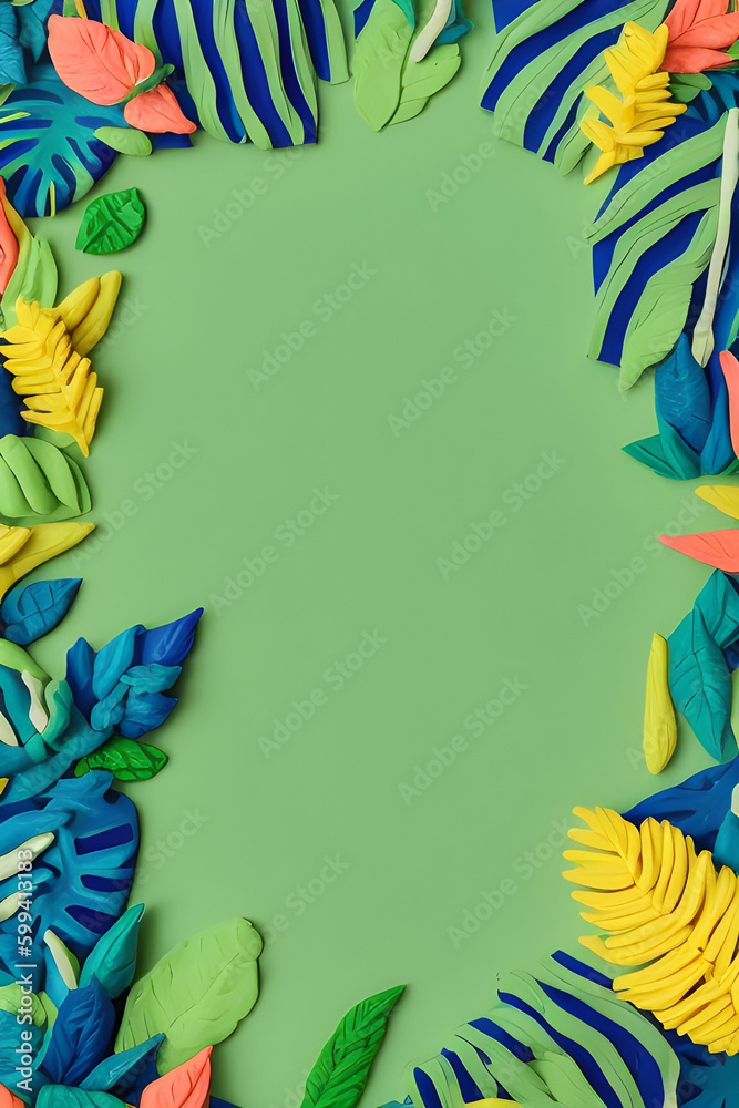 tropical plasticine background. With copyspace,  generative ai