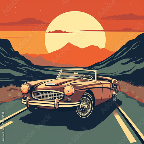 Vintage Car on highway
