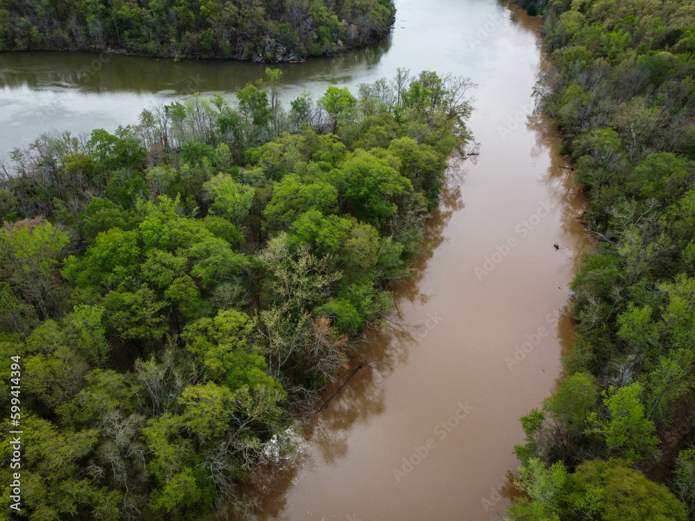 Muddy, slow moving Catawba river from above Muddy, slow moving Catawba river from above