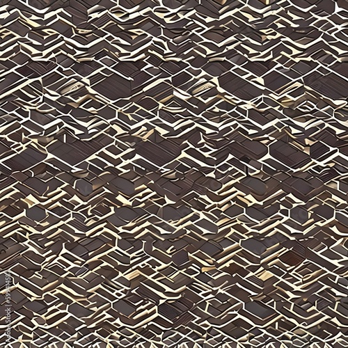 A kaleidoscopic pattern of overlapping hexagons in warm earth tones1, Generative AI photo